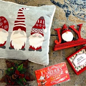 Red Christmas Gnome and Decor Bundle
